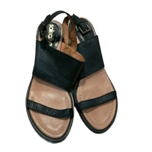 NEW Solective black strappy chunk heeled sandals